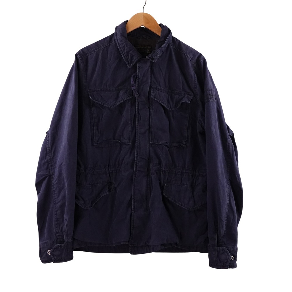 Vintage Abercrombie‎ & Fitch Mens Navy Blue Military Field Jacket Large Y2K